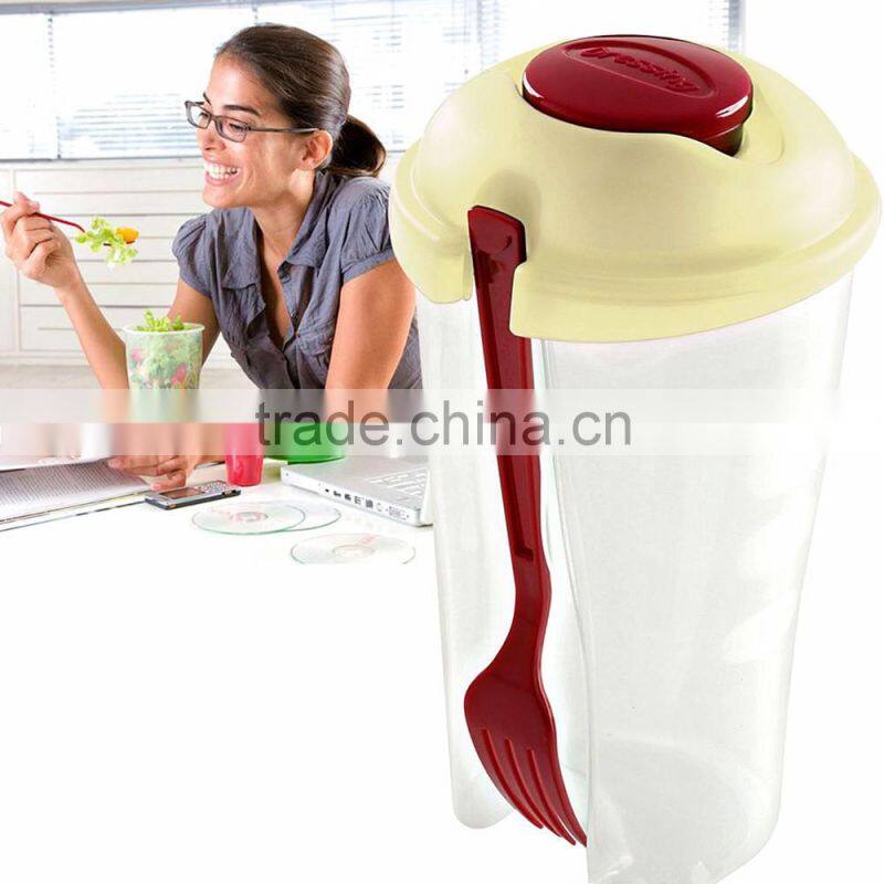 Wholesale Plastic Portable Salad Shaker Cups with Forks