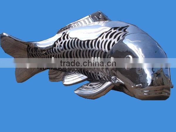Large art modern stainless steel fishes sculpture for garden decoration