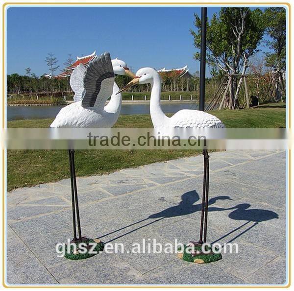 Custom outdoor garden decor fiberglass large egret sculpture factory