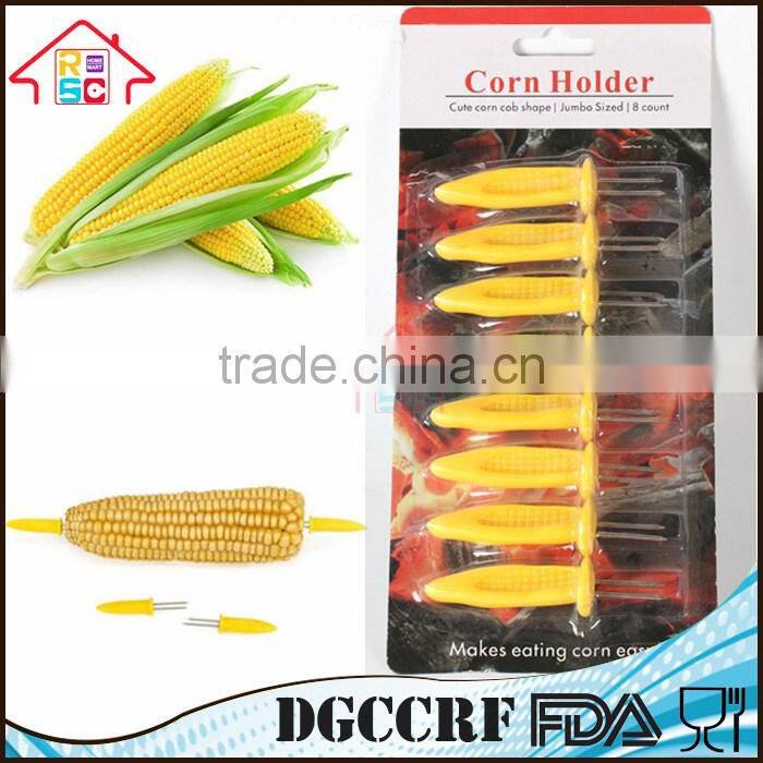 NBRSC 8 Pcs Stainless Steel Corn Holders Corn BBQ Forks Skewers Prongs Tools Safety