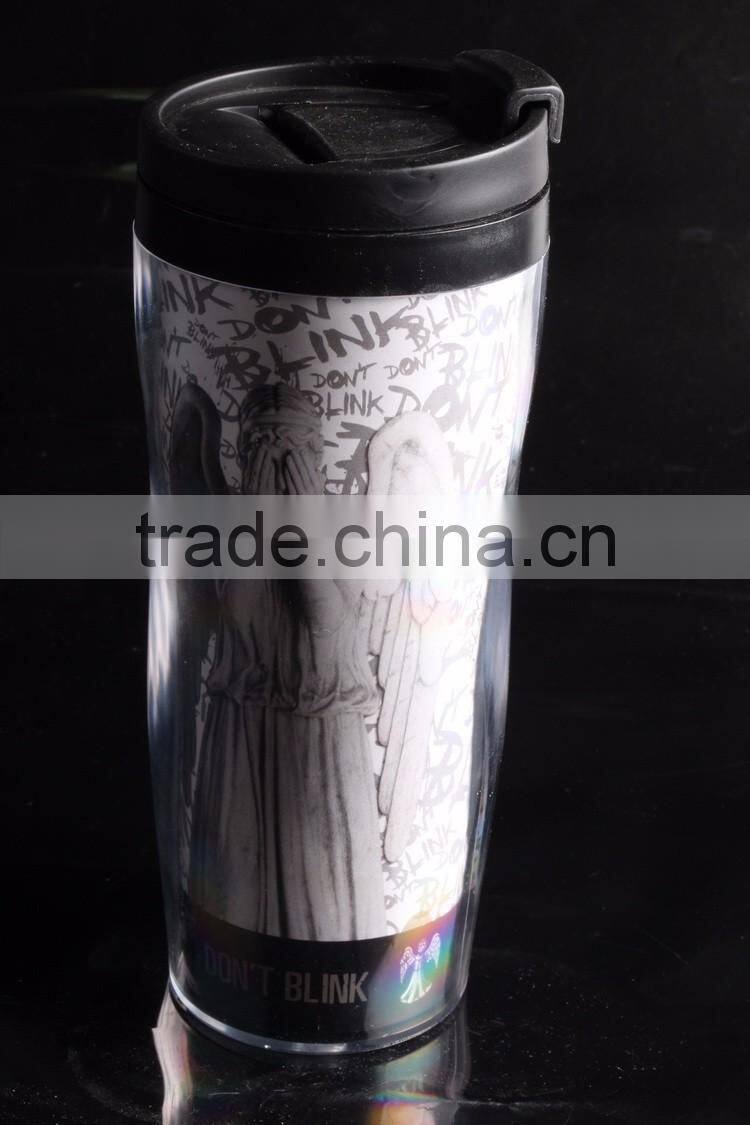 Plastic Paper Insert Coffee Thermos Travel Mug 12Oz