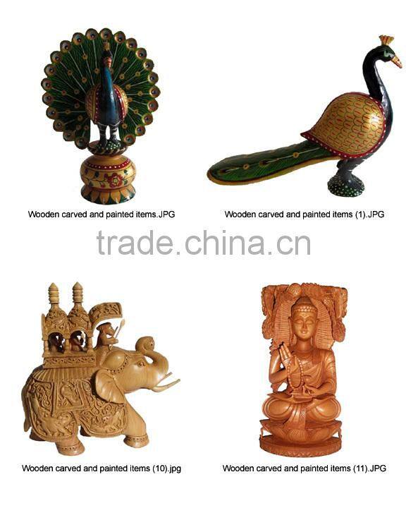 Wooden hand carved peacock house decoration