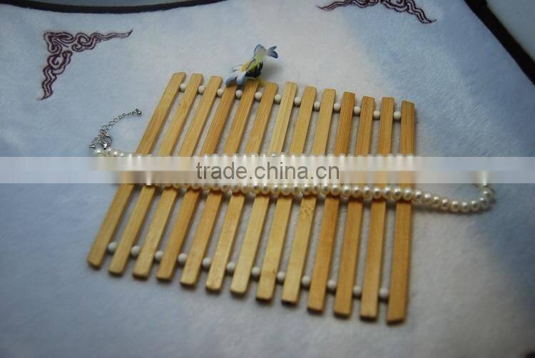 5-6 mm white button shape freshwater pearl necklace