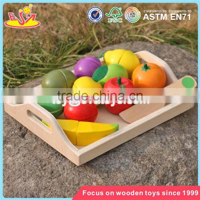 wholesale kids play kitchen toys wooden cutting fruit set funny wooden cutting fruit set for children W10B185