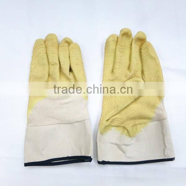 Cotton Interlock Liner Latex Coated Gloves With Safety Cuff