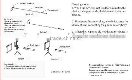 2014 best sell wireless mobile phone monopod.bluetooth monopod