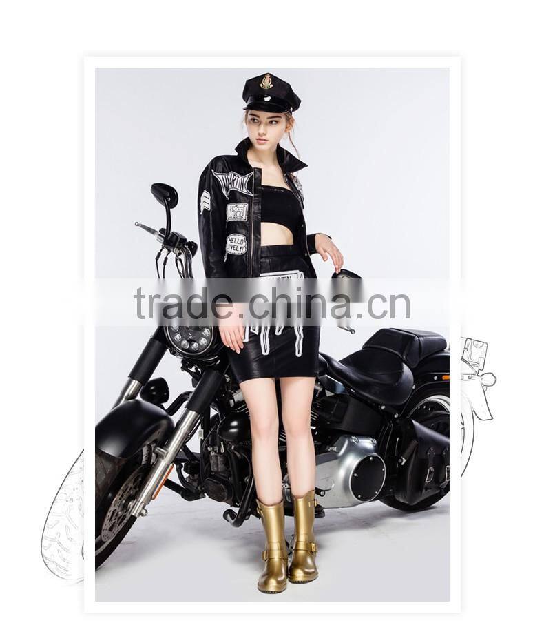 2017 rock style of pvc rain boots for women