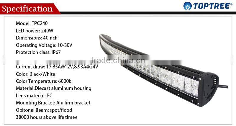 Toptree new design 40 inch curved led bar lighting for outdoor lighting