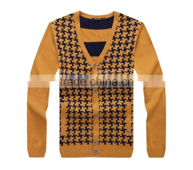 Men's classic autumn winter fine wool high quality cardigan