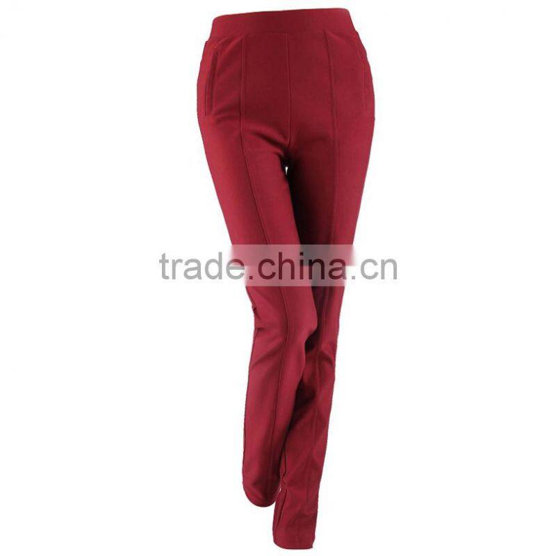Factory high quality and best price women hot sale summer autumn high waist tight slim red elegant long pants