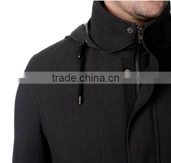 Men's Grey Hooded Raincoat With Removable Jacket
