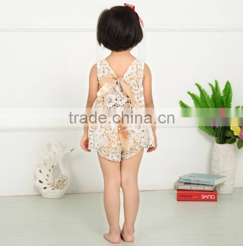 Wholesale baby girls lace cotton 2pcs set fashion lace set for infant girls