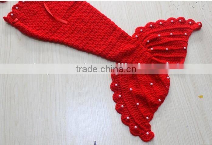 unique mermaid shape baby knitting wool set headband costume photo prop