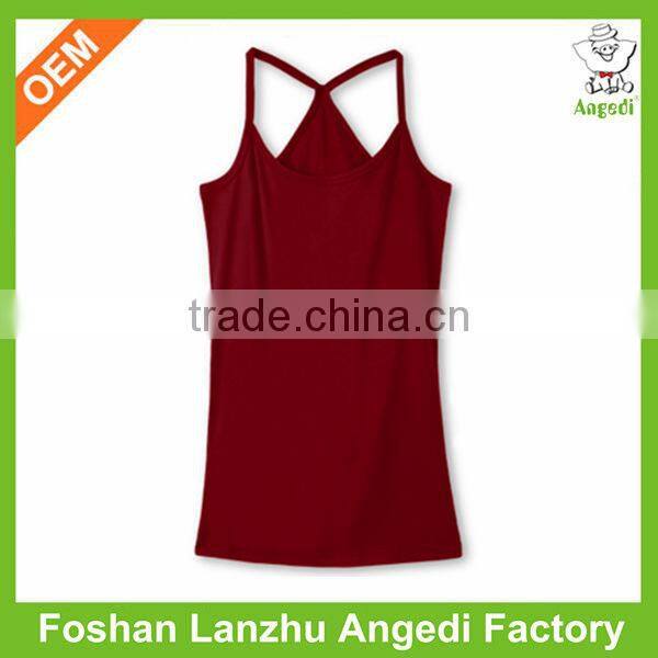 ladies plain blank slim fit tight spaghetti strap top custom gym stringer Cross-Back Tank Top tank top