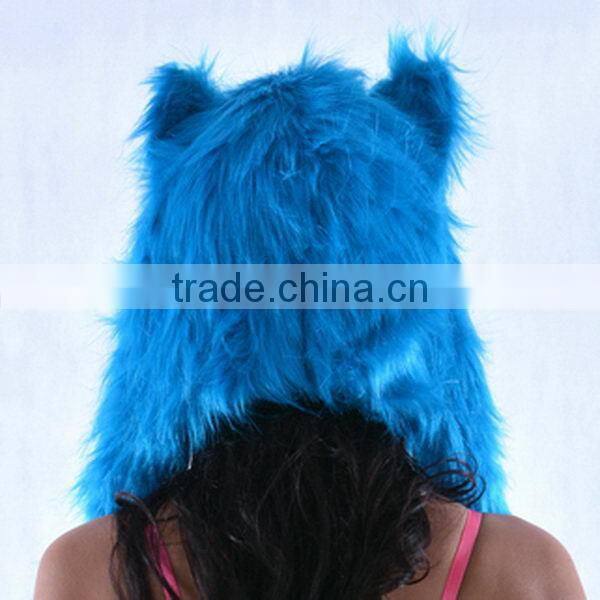 Fashionable new products faux fur shark foam animal hood hat