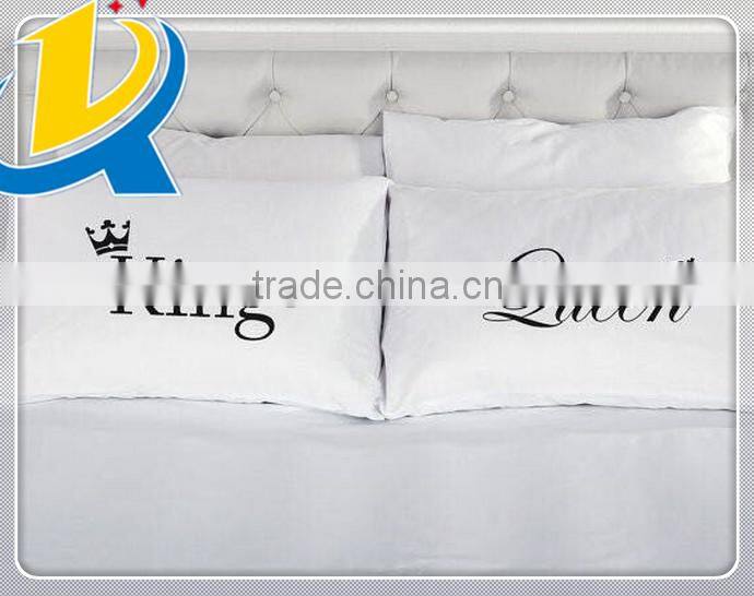 high quality plain cotton satin couple pillow cases for lovers