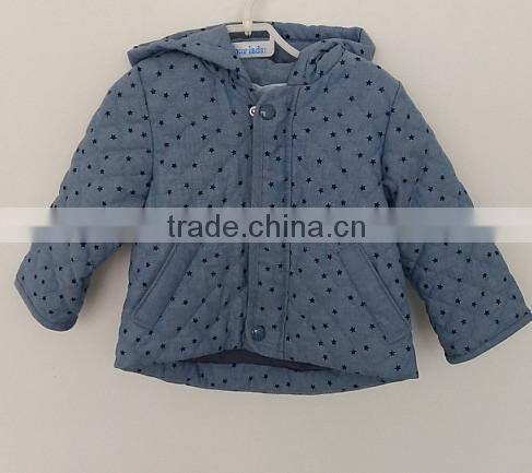 baby boys blue stars printed winter cotton padded coat