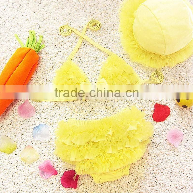 2016 New ruffle two pieces baby girl bathing suit for summer girl swimming suit wholesale swimming wear bikini