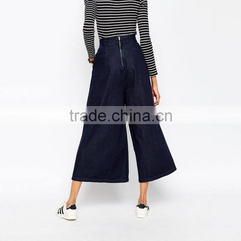 denim wide leg ninth length new model jeans pants for female