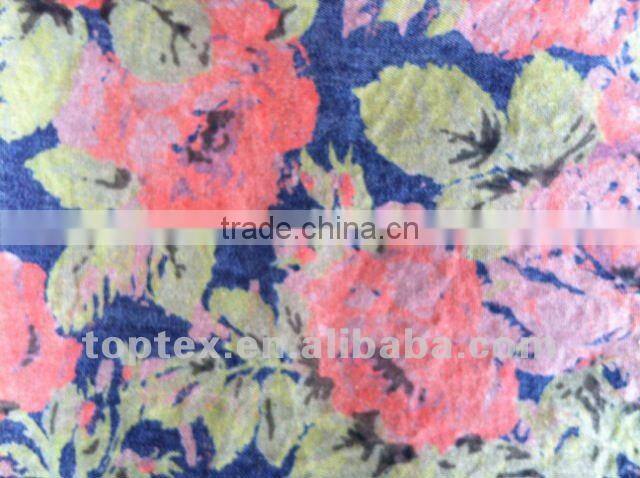 indigo cotton printed denim fabric