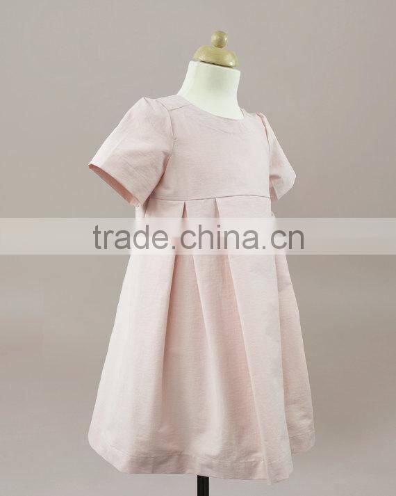 Latest Children Dress Designs Baby Girl Plain Pink Wedding Wear Girls Cotton Party Dresses Clothes