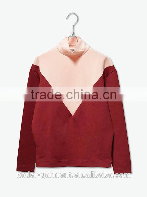 Custom Sweatshirt, Turtleneck Sweatshirts, Color Contrast Sweatshirt Women