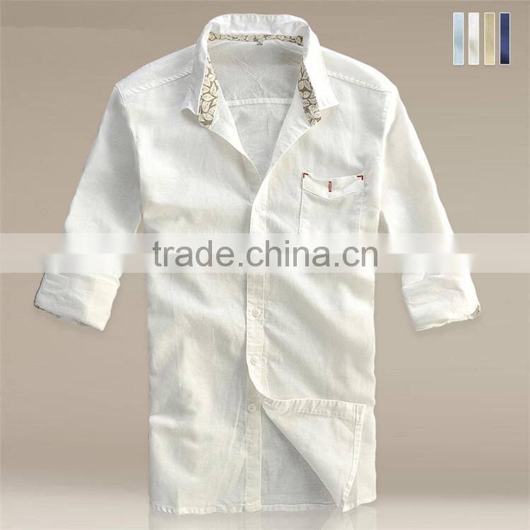 2015 100%cotton Customized feather Embroidered slim fit men dress basic shirt wholesale