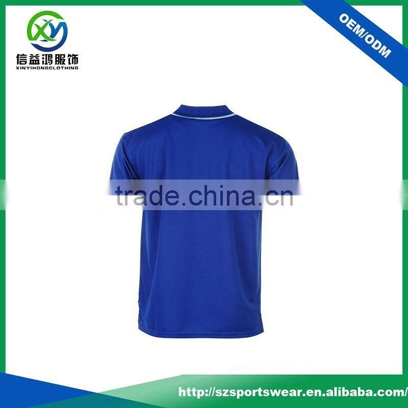 New Style Royal Blue Cotton Spandex Slim Fit Custom Ribbed Knit Collar Golf Polo Shirt