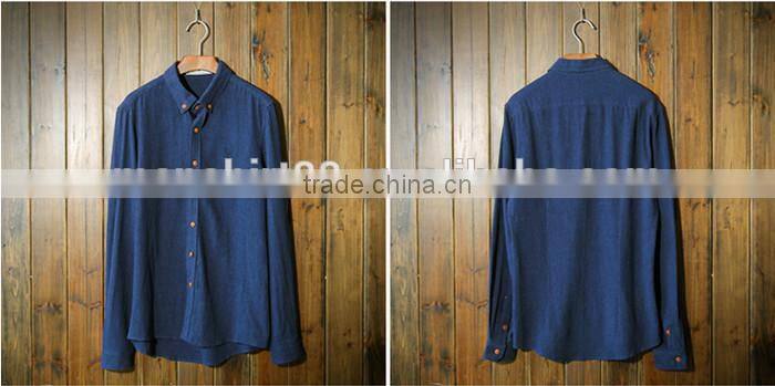 2016 Vintage Style solid color men classic fit linen top, linen shirt, casual shirt