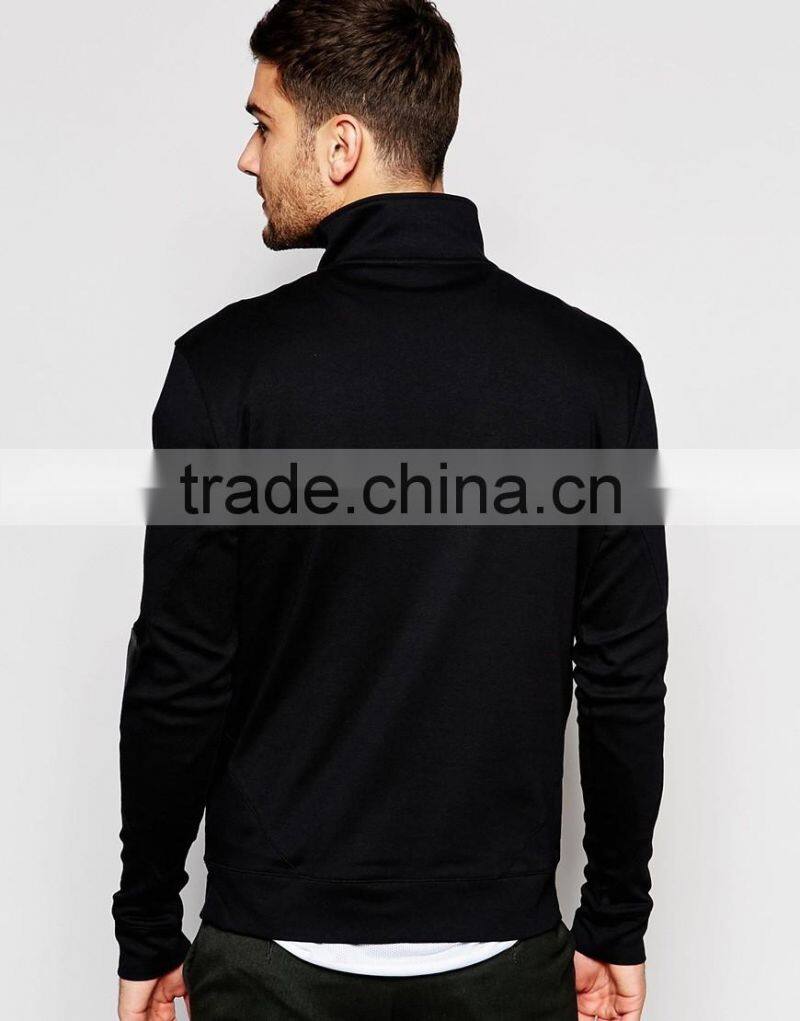 zip High Neck Sweatshirt With PU Trims