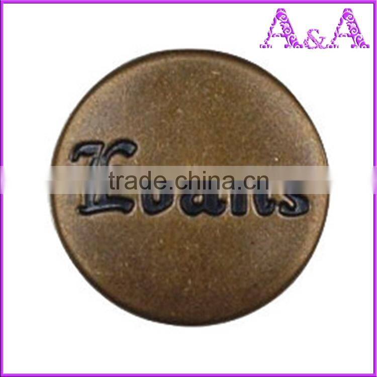 New style silver nickel free jeans button custom design nickel color buttons for jeans washable and hand press
