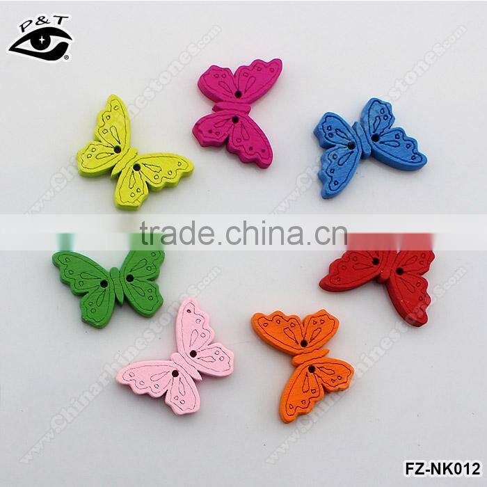18x24mm butterfly shaped wood buttons colorful buttons for clothing craft diy decoration