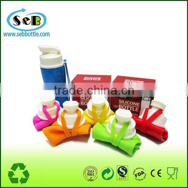 BPA Free eco-friendly outdoor silicone plastic camping water bottle collapsible sport water bottle