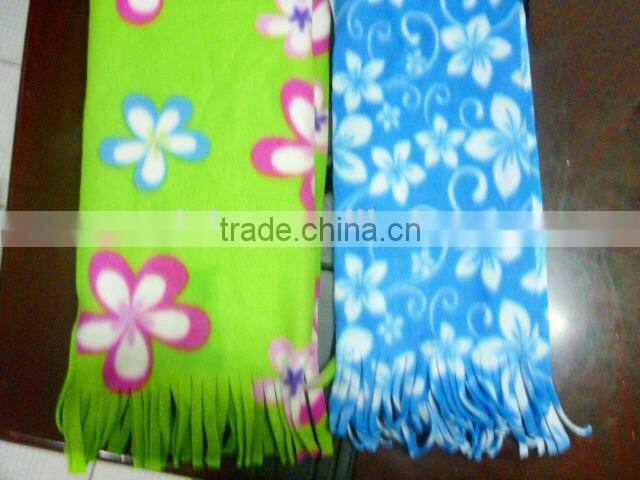 100% polyester fleece scarf with Tassels