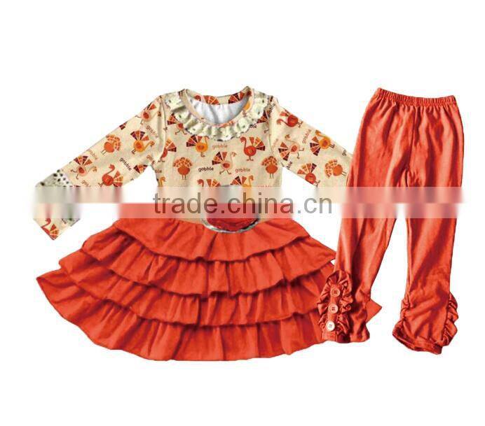 CH00297YIWU BOYA Cotton milk silk ruffle dress kids clothes melea grididare prints wearing boutique dresses