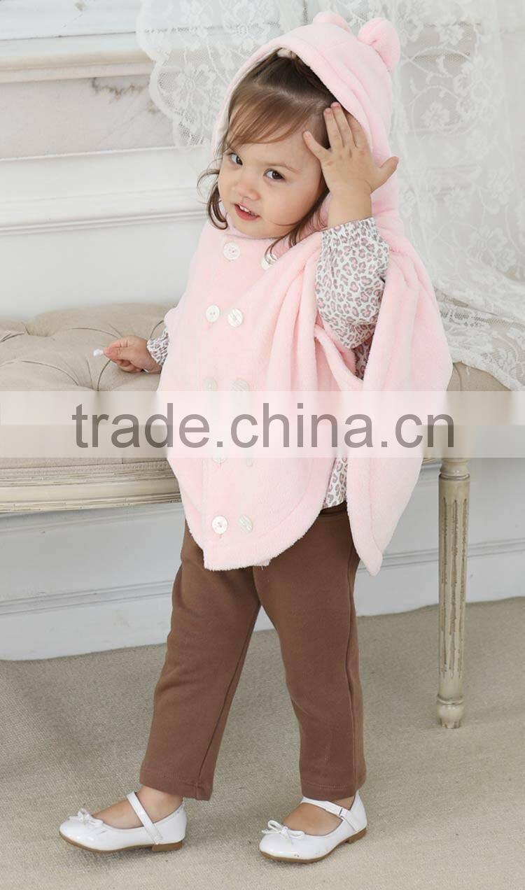 Lovelybabies fashion girls button cloak long sleeve hooded cape coat cloak