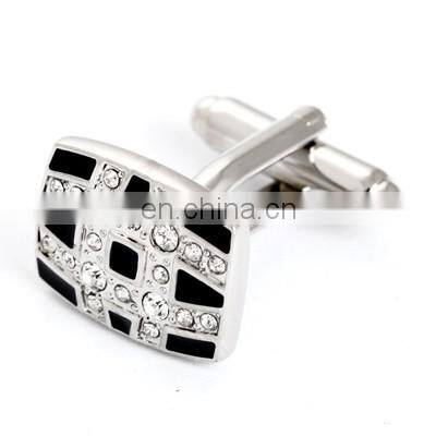 Black and Gold Grid Rhinestone Shirt Men Cufflinks Crystal