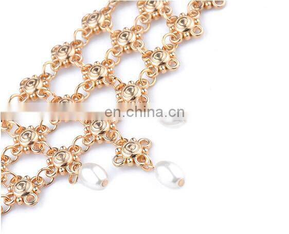 Matching Jewelry layered Golden Chain Pendant Pearl Beads Tassel Bracelet