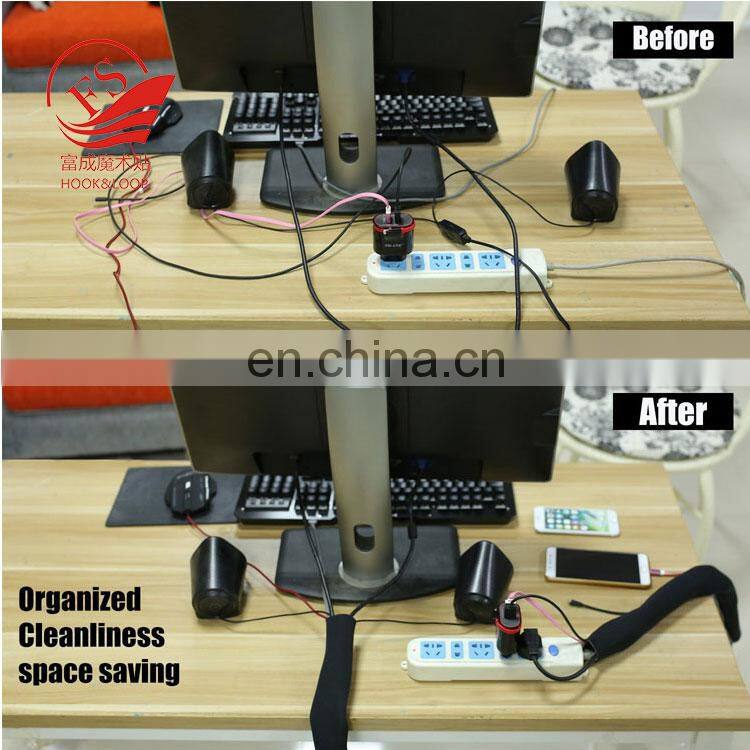 Hide and Protect Wires Black Hook and Loop Neoprene Cord Cover