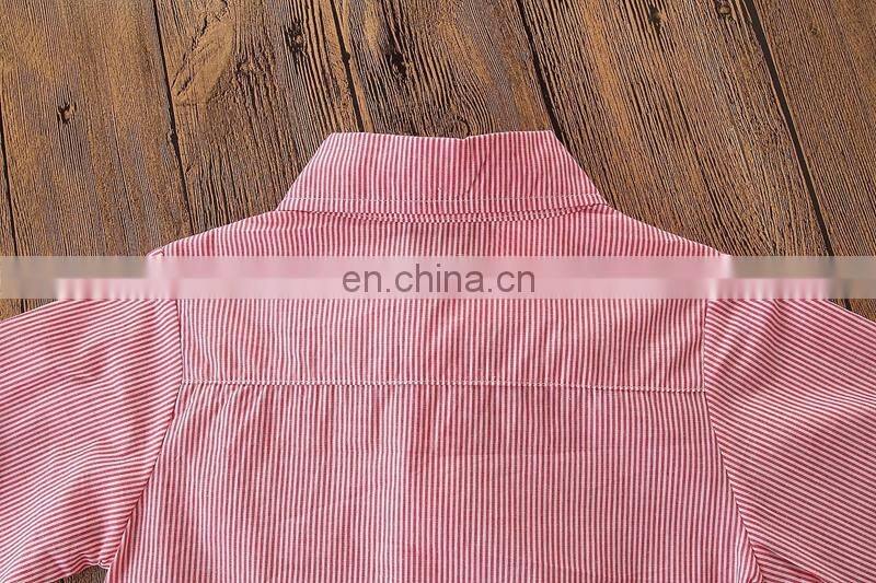 Baby Boy Gentry Outfit Kids Stripe shirt + white suspender pants 2PCS Set for 2-7T