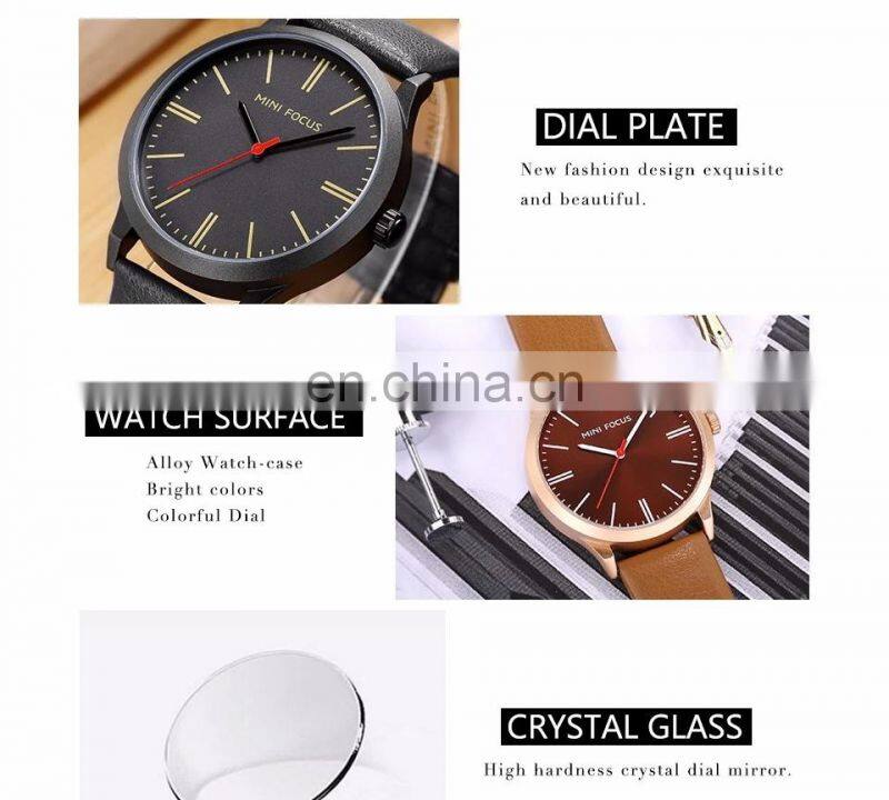 Mini Focus MF0058G Fashion Design Leather Quartz Movement Luxury Men Watches