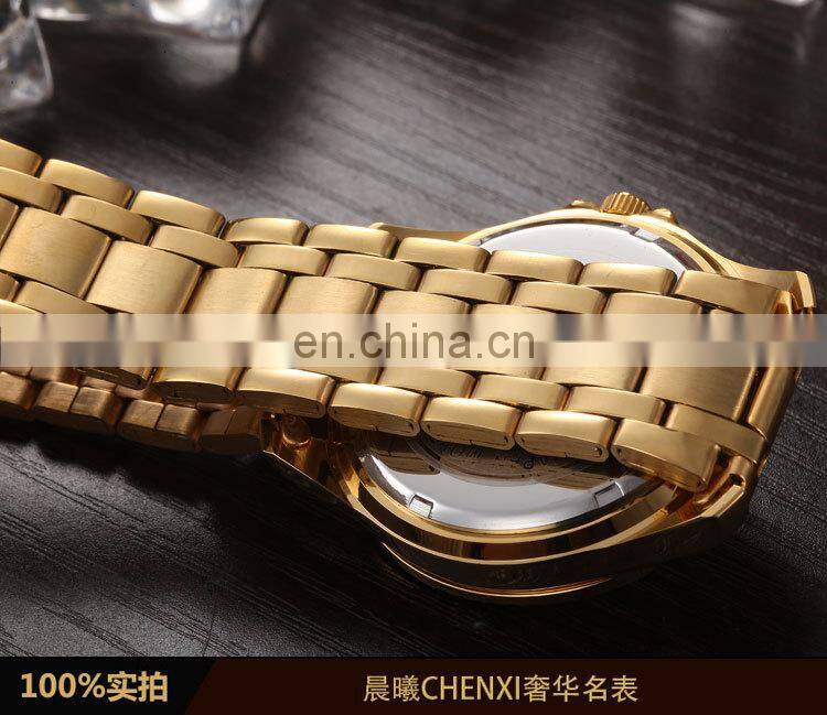 CHENXI 050A Casual Couple Quartz Watch Price Guangzhou Watch Market Stainless Steel Golden Japan Movt Diamond Quartz Wrist Watch