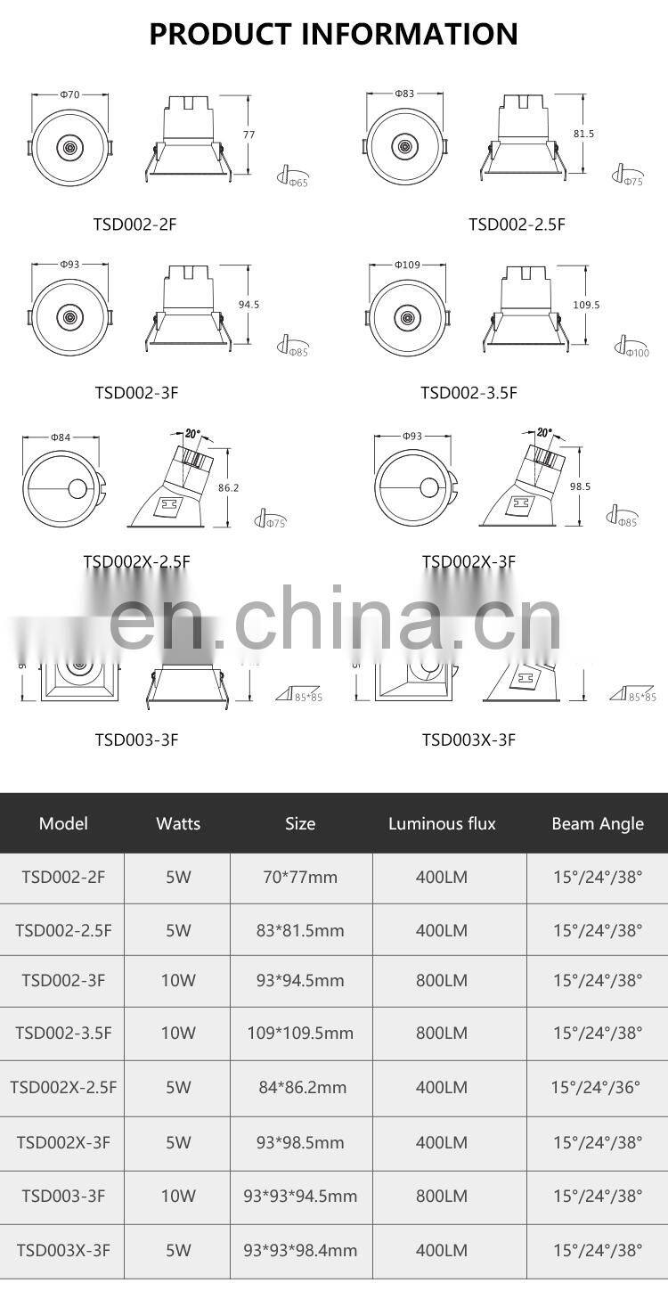 High Quality Dali Frame Recessed Profile Adjustable Fixture 3 Color CCT Spotlight Led Spot Light