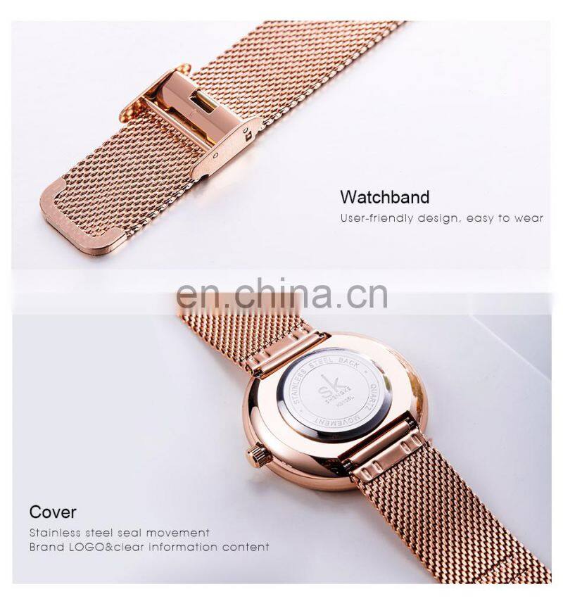 SHENGKE Ladies Watch SK Watch K0105L Business OL Feel Handwatch Geometric Design Gold Ultra Wristwatches