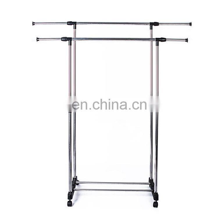 Stainless steel lifting hanger floor round pipe plastic link hanger family bedroom hanger