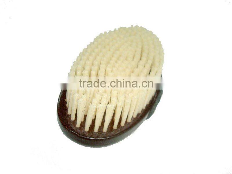 wooden beard brush with leather handle