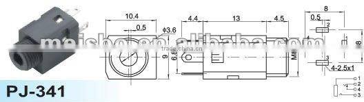 Female jack dc plug connector tip