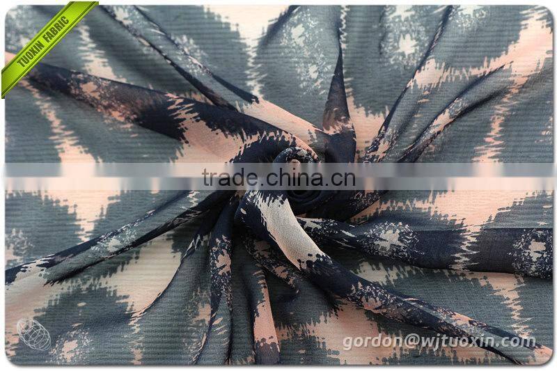 Pure Crepe Silk Chiffon Floral Printed Fabric for Long Dress