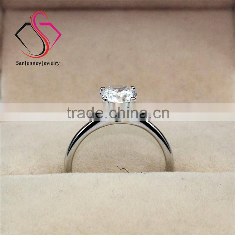 Round Brilliant Cut Moissanite Solitaire 4 Prong 1 Carat 6.5mm Center 14k White Yellow Gold Diamond Engagement Ring