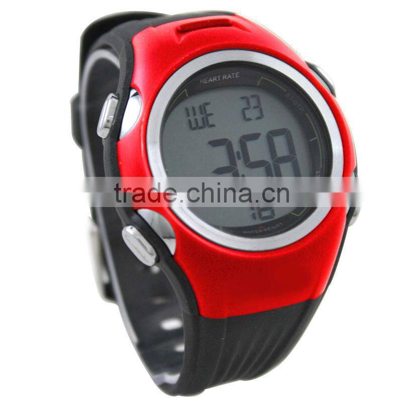 DW177_RD Red color Digital Rubber Chrono, Timer, Alarm ,body fit heart rate monitor watch